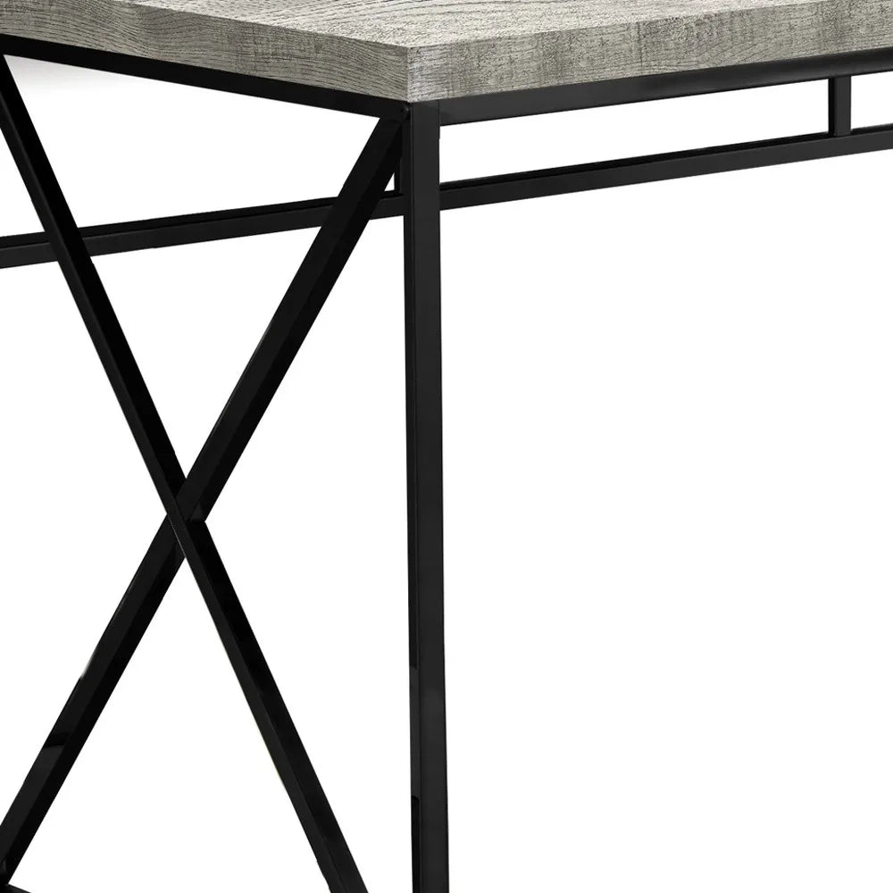 HMS 24" Gray and Black Solid Wood Computer Desk - Loft&Timber