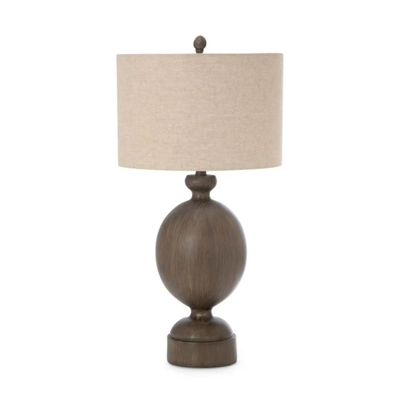 HMS Set Two 30" Brown Geometric Table Lamps Beige Drum Shade Classic-Style Minimalist Ambient Lights for Bedrooms Offices - Loft&Timber