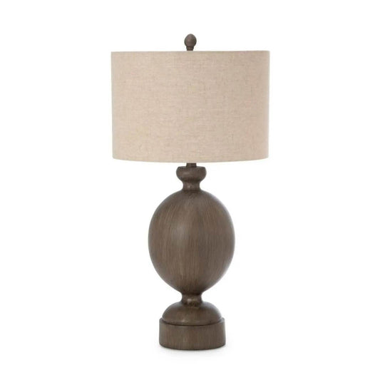 HMS Set Two 30" Brown Geometric Table Lamps Beige Drum Shade Classic-Style Minimalist Ambient Lights for Bedrooms Offices - Loft&Timber