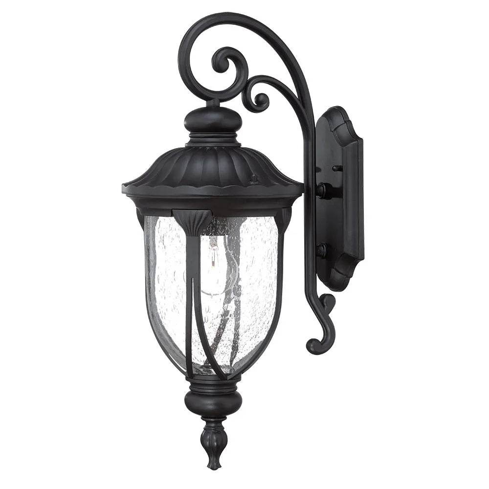 HMS XL Matte Black Cast Aluminum Glass Lantern Wall Sconce Premium Wall Lamps - Loft&Timber