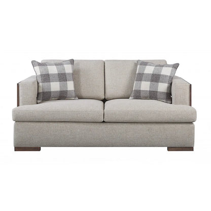 72" Beige and Brown Linen Loveseat - Loft&Timber