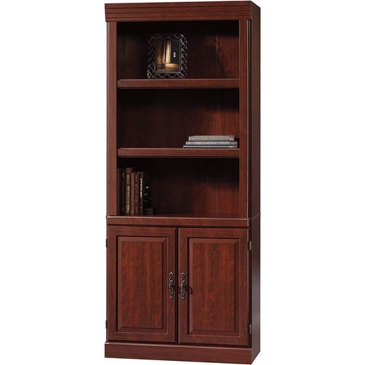 71-inch High 3-Shelf Wooden Bookcase with Storage Drawer in Cherry Finish - Loft&Timber