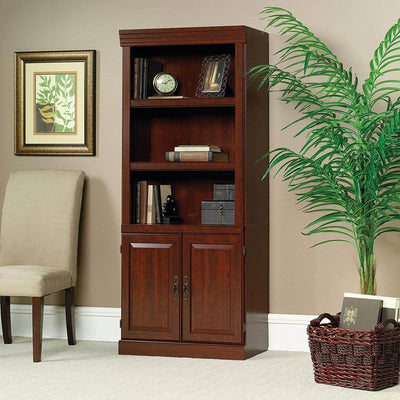 71-inch High 3-Shelf Wooden Bookcase with Storage Drawer in Cherry Finish - Loft&Timber