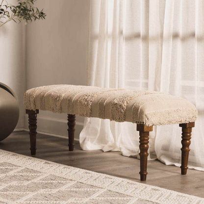 Manzaneque Chenille Striped Beige Bench - Loft&Timber