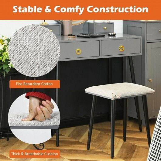 Vanity Table Set with Mirror-Gray - Loft&Timber