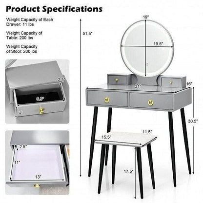 Vanity Table Set with Mirror-Gray - Loft&Timber