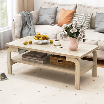 47 Inches Accent Rectangular Coffee Table for Living Room-Natural-1