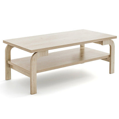 47 Inches Accent Rectangular Coffee Table for Living Room-Natural-4