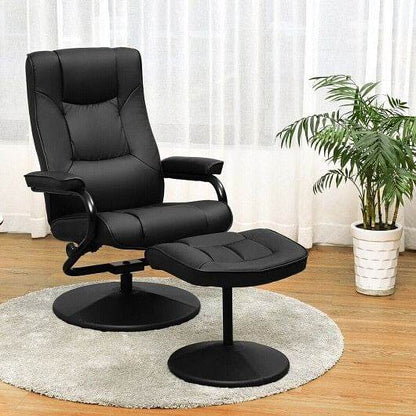 Swivel Lounge Chair Recliner with Ottoman-Brown - Loft&Timber