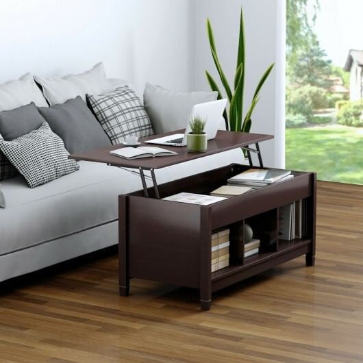 Coffee Table with Hidden Storage Compartment-Coffee-0