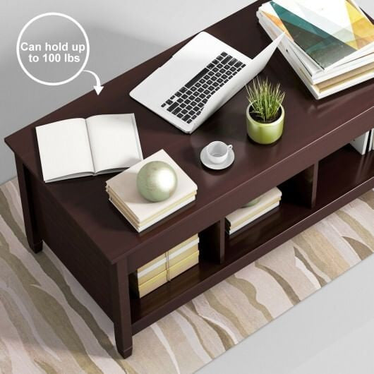 Coffee Table with Hidden Storage Compartment-Coffee-1