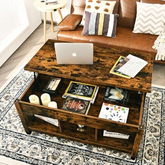 Coffee Table with Hidden Storage Compartment-Coffee-10