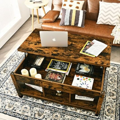 Coffee Table with Hidden Storage Compartment-Coffee-10