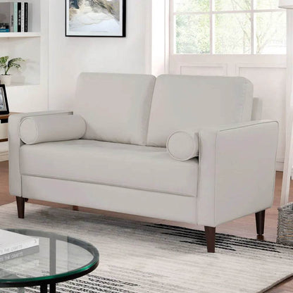 Contemporary Style Loveseat Leatherette Upholstered with Pillows - Loft&Timber