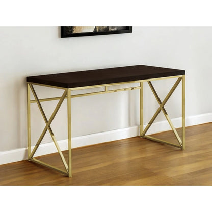 HMS 47" Espresso and Gold Computer Desk - Loft&Timber