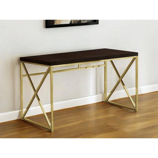 HMS 47" Espresso and Gold Computer Desk - Loft&Timber