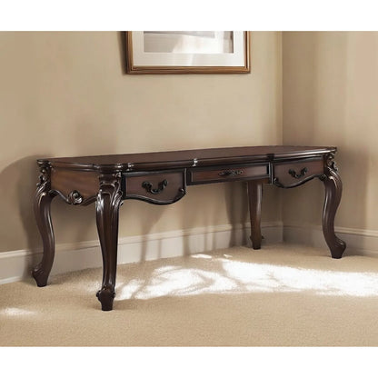 HMS 72" Traditional Executive Desk in Dark Brown Wood Sit-Stand Desk with Three Drawers - Loft&Timber