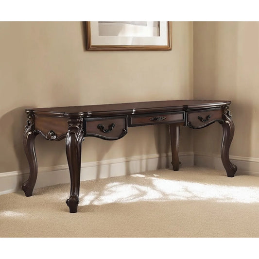 HMS 72" Traditional Executive Desk in Dark Brown Wood Sit-Stand Desk with Three Drawers - Loft&Timber