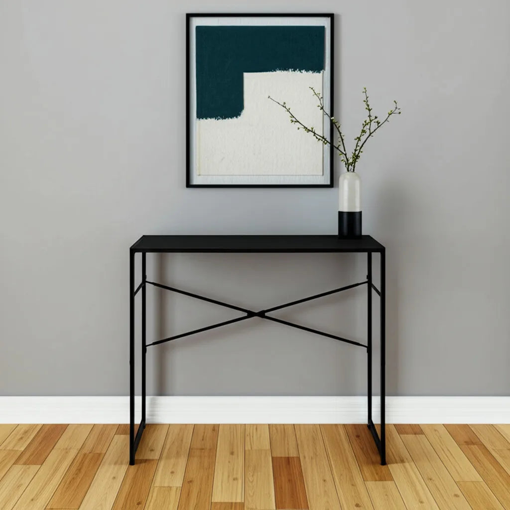 HMS 39" Brown and Black Wood and Metal Computer Desk - Loft&Timber