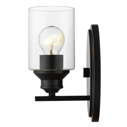 Hms One Light Matte Black Wall Light with Clear Glass Shade - Loft&Timber
