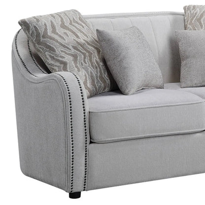 HMS 63" Beige and Black Chesterfield Loveseat - Loft&Timber