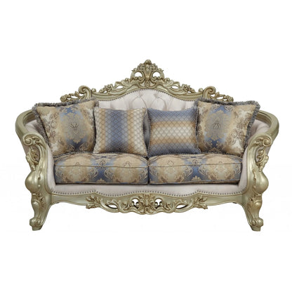 HMS 78" Gold Floral Loveseat and Toss Pillows - Loft&Timber
