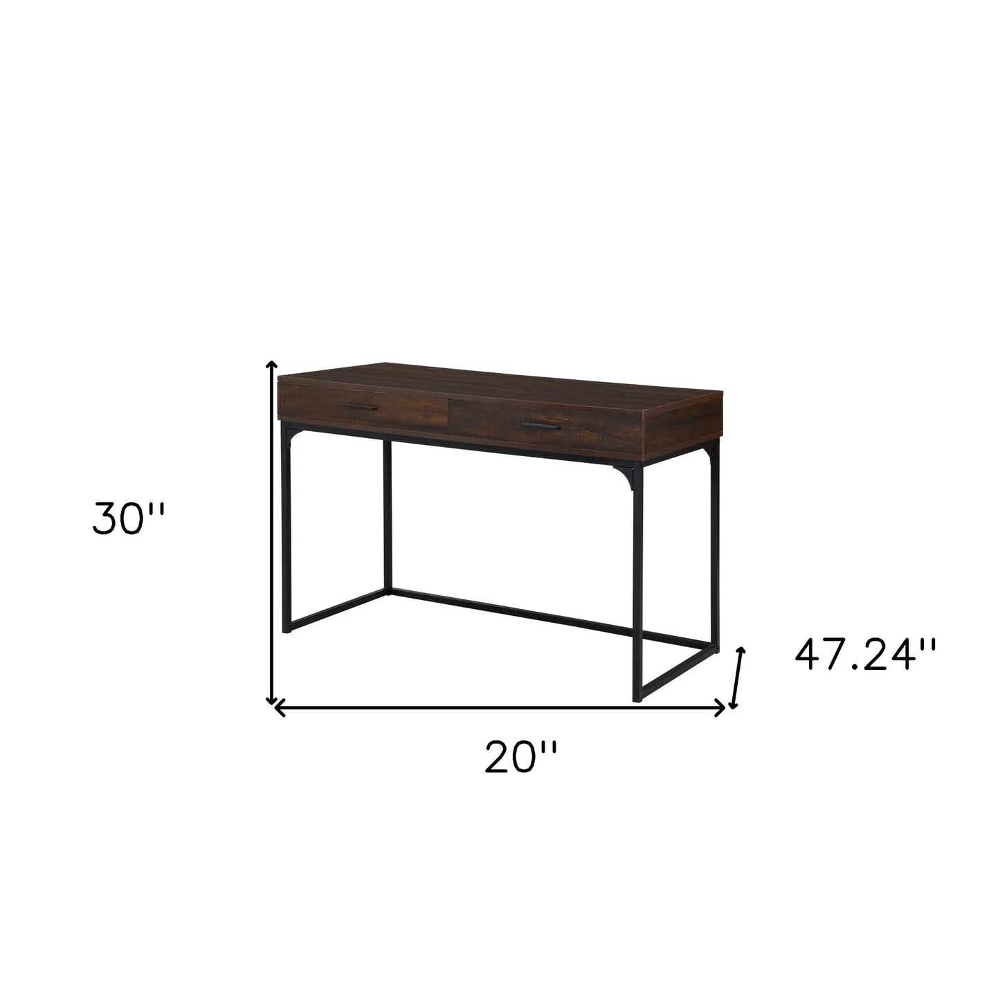 HMS 47" Brown and Black Wood and Metal Computer Desk - Loft&Timber