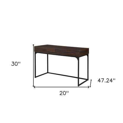 HMS 47" Brown and Black Wood and Metal Computer Desk - Loft&Timber