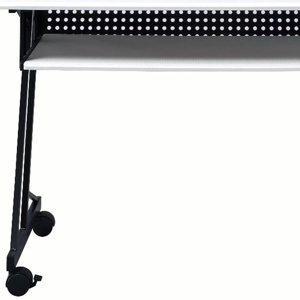 HMS 47" Modern White Black Computer Desk - Loft&Timber