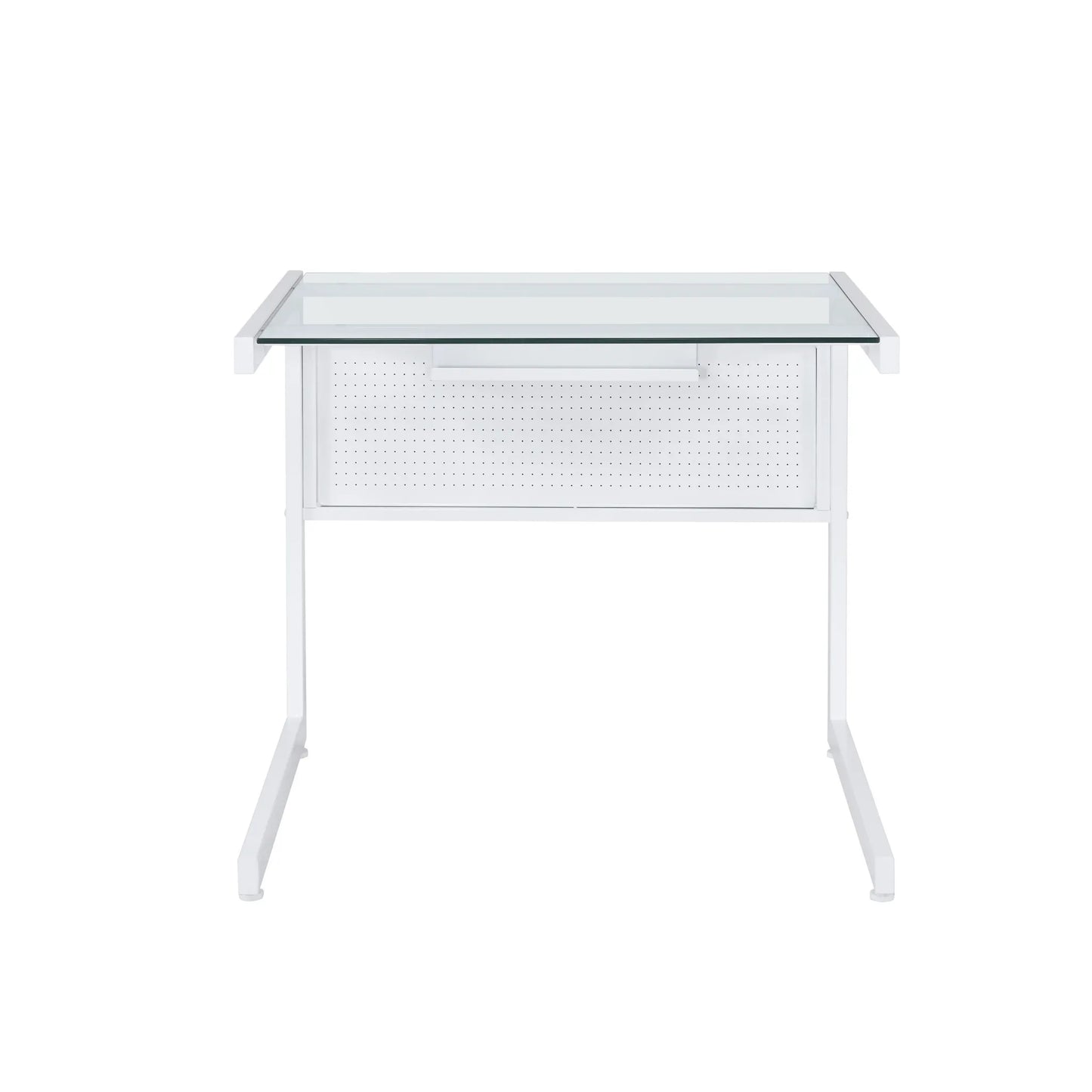 HMS 33" Clear and White Glass Computer Desk - Loft&Timber