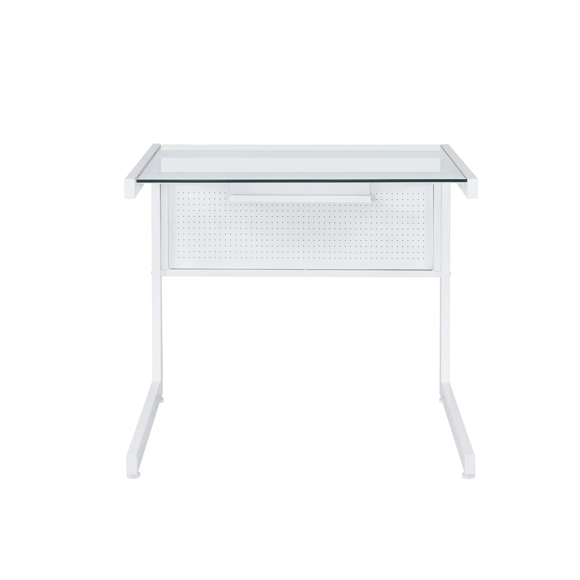 HMS 33" Clear and White Glass Computer Desk - Loft&Timber