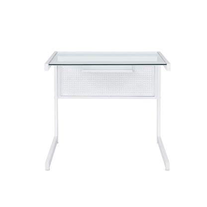 HMS 33" Clear and White Glass Computer Desk - Loft&Timber
