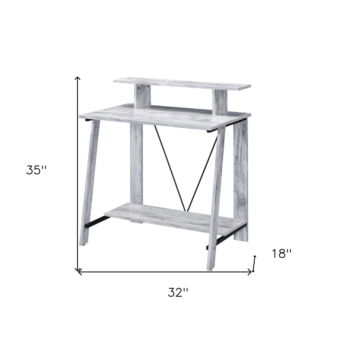 HMS 32" Antiqued White Desk Simple Design Computer Table - Loft&Timber