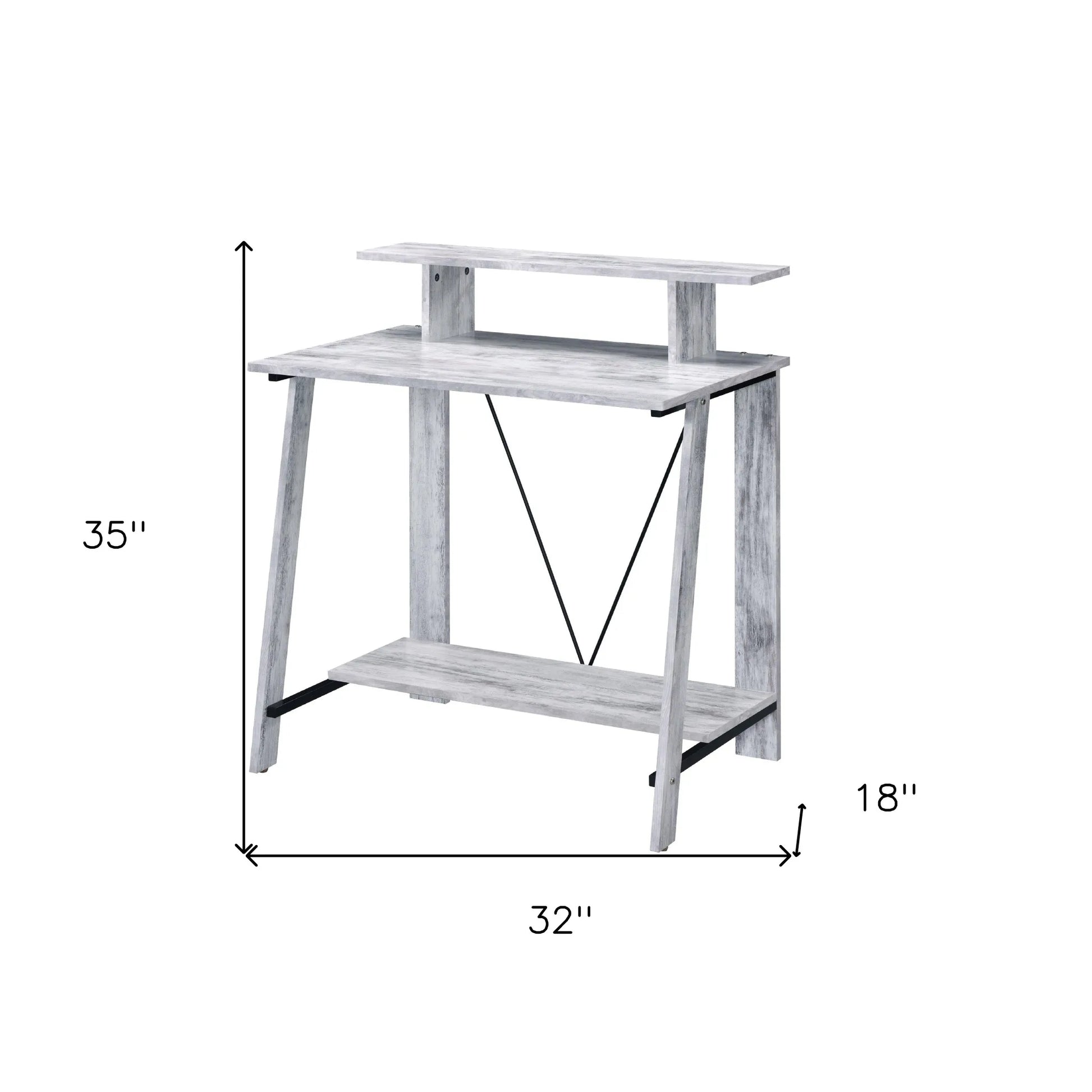 HMS 32" Antiqued White Desk Simple Design Computer Table - Loft&Timber