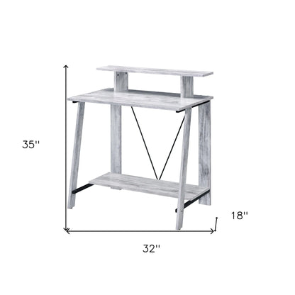HMS 32" Antiqued White Desk Simple Design Computer Table - Loft&Timber
