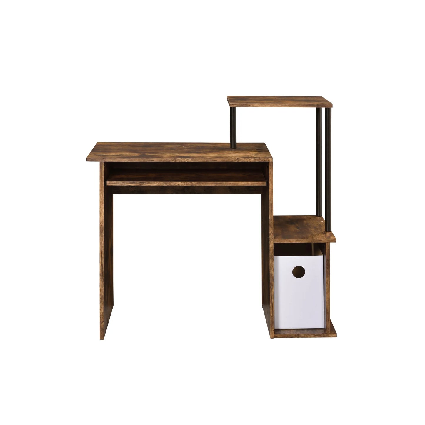 HMS 37" Modern Computer Desk in Oak and Black Wood - Loft&Timber