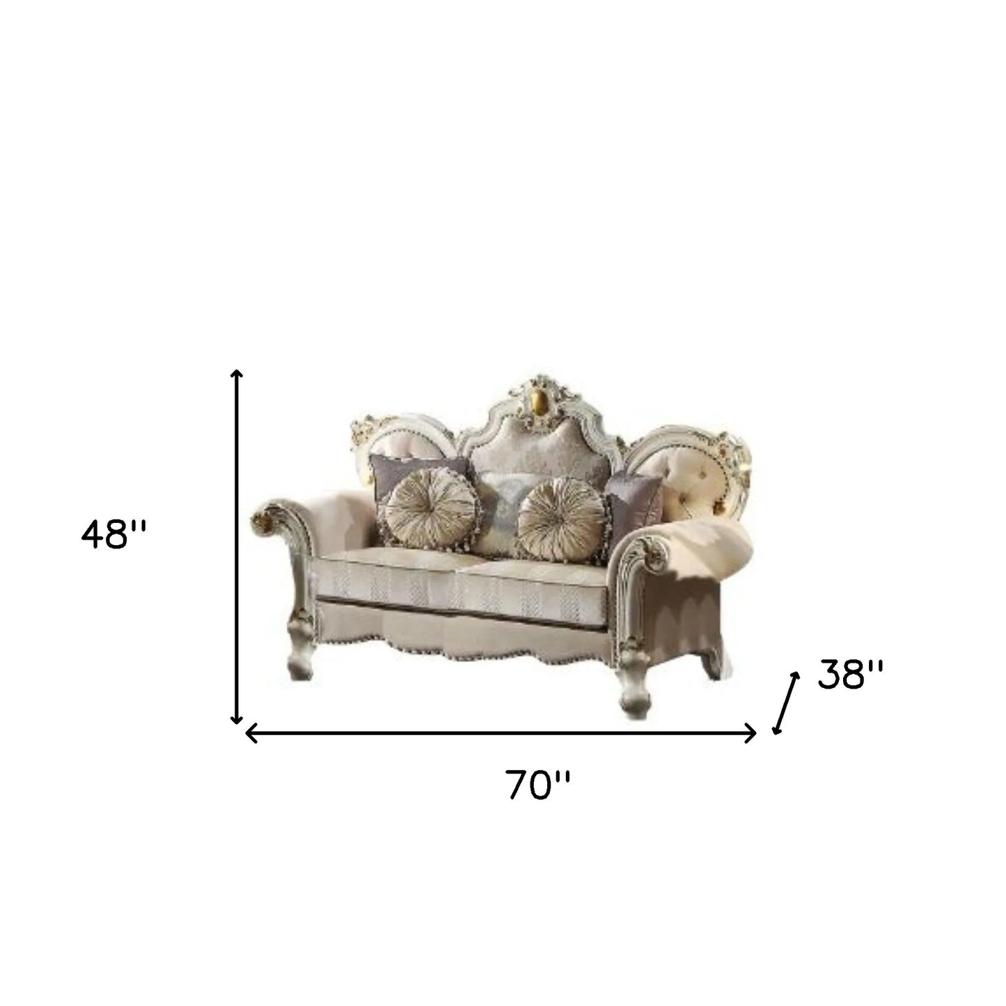 HMS 70" Gold Pearl Velvet Loveseat and Toss Pillows - Loft&Timber