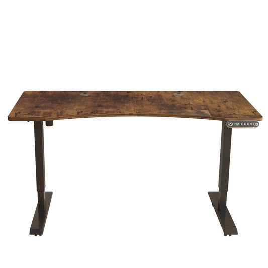 HMS 55" Adjustable Brown and Black Computer Desk - Loft&Timber