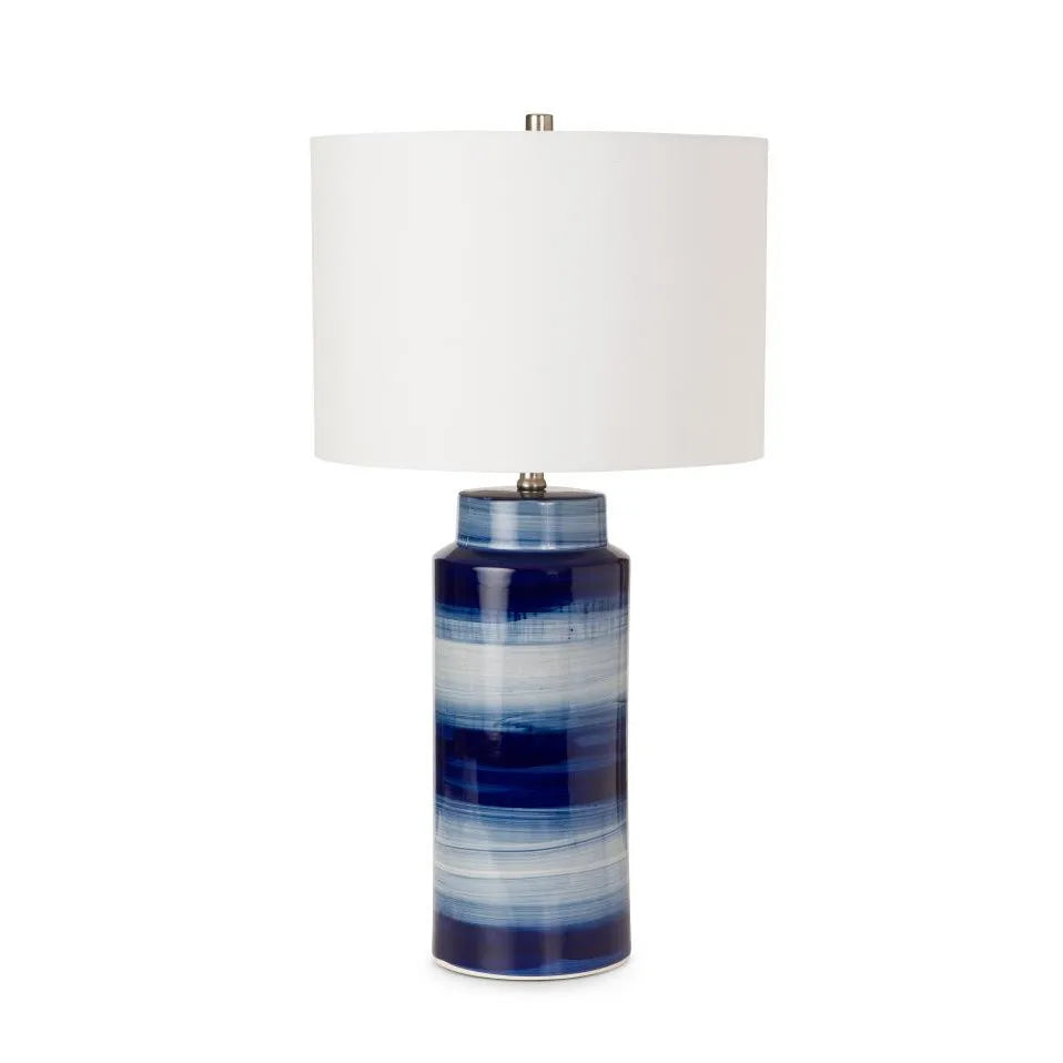 HMS Set of Two 30" Ceramic Cylinder Table Lamps Blue and White with White Drum Shade - Loft&Timber