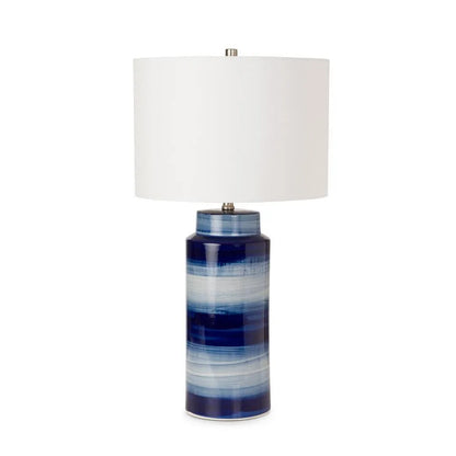 HMS Set of Two 30" Ceramic Cylinder Table Lamps Blue and White with White Drum Shade - Loft&Timber