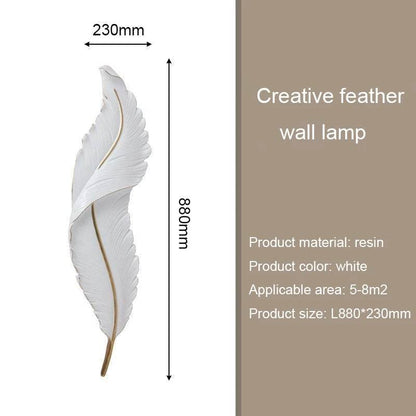 Modern Minimalist LED Luxury Feather Fine Carved Pattern Framed Hanging Channel Decoration Wall Lamps for Bedroom Walls - Loft&Timber