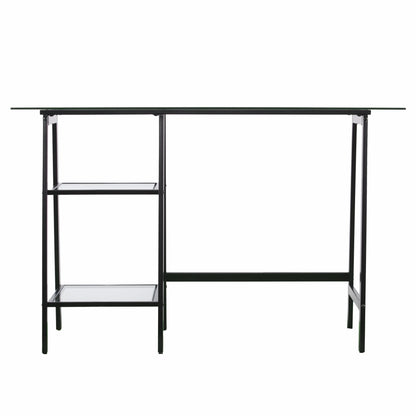 HMS Luxury 46" L-Shaped Clear and Black Glass Desk - Loft&Timber