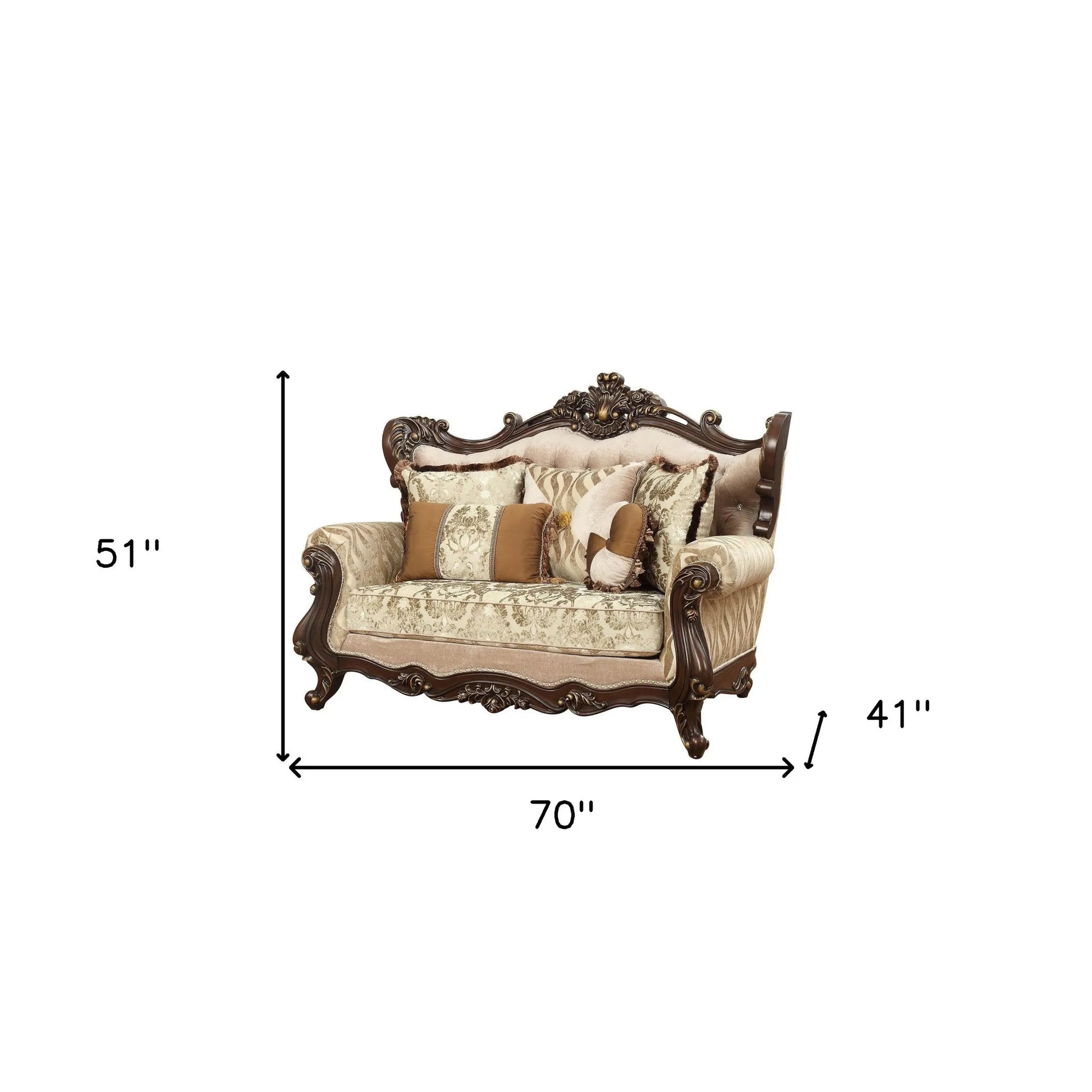 HMS 70" Beige and Brown Chesterfield Loveseat - Loft&Timber