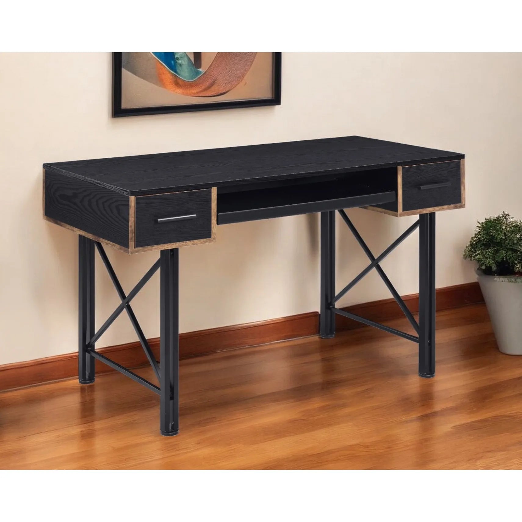 HMS 47" Minimalist Black Computer Desk - Loft&Timber