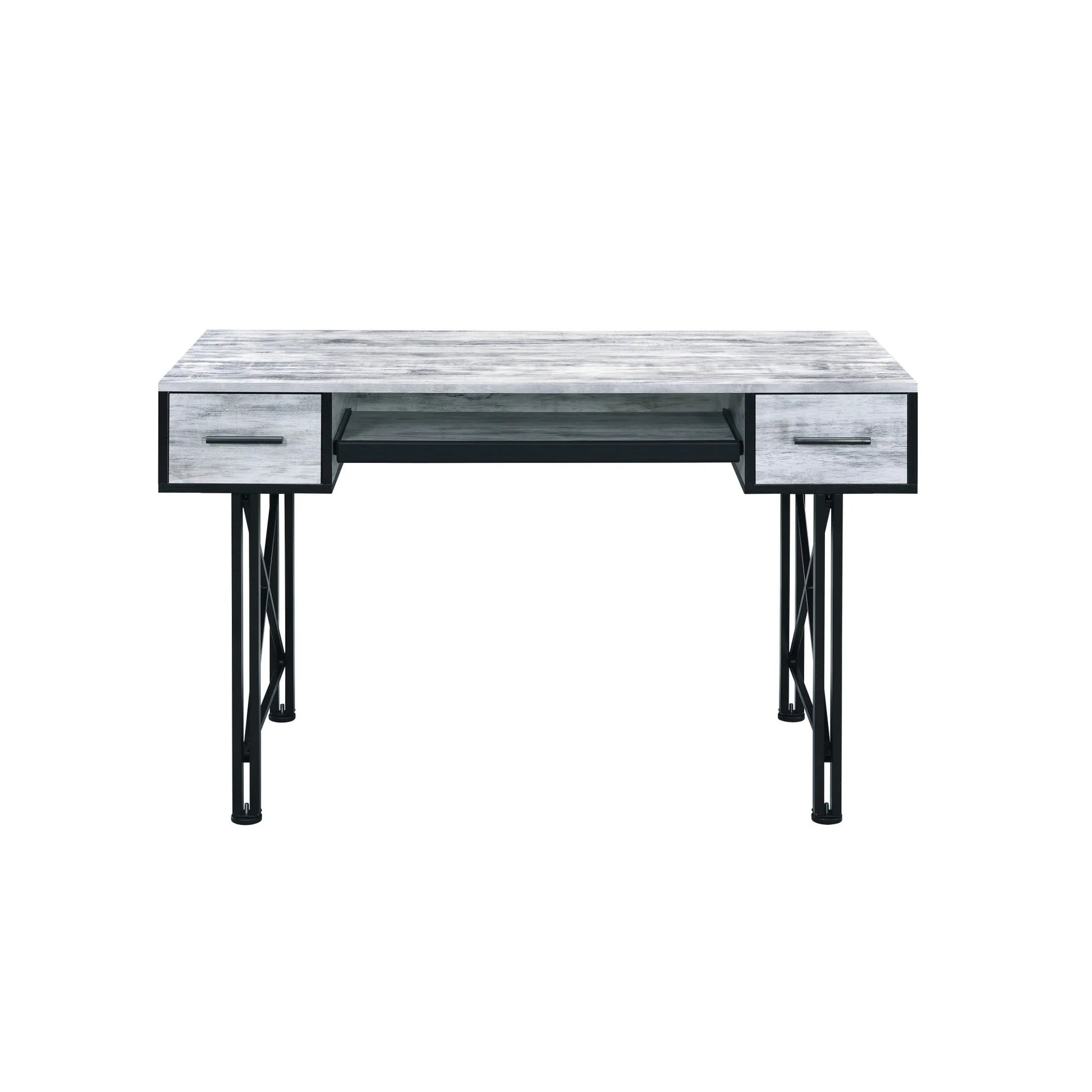 HMS 47" Antiqued White and Black PC Desk - Loft&Timber