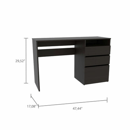 HMS 47" Modern Black Computer Desk with Three Drawers - Loft&Timber