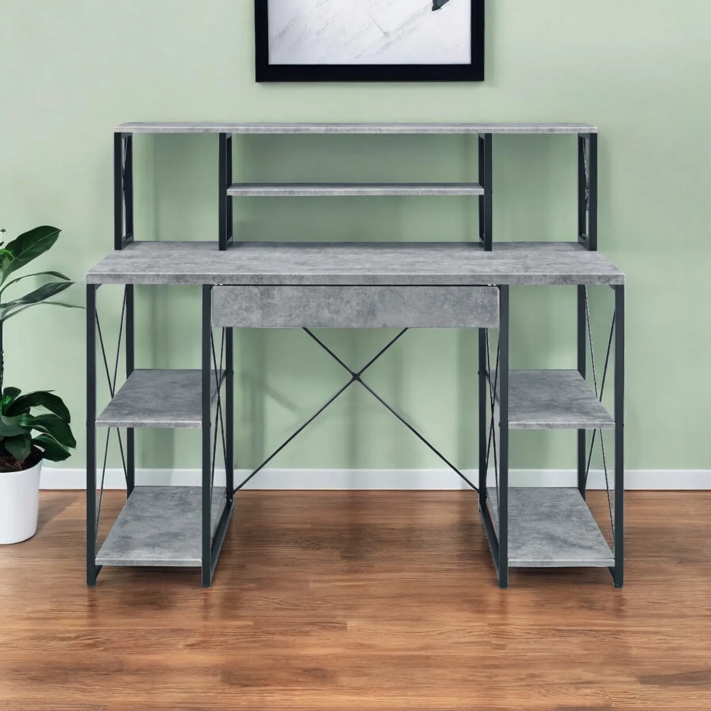 HMS 47" Gray and Black Simple Desk - Loft&Timber