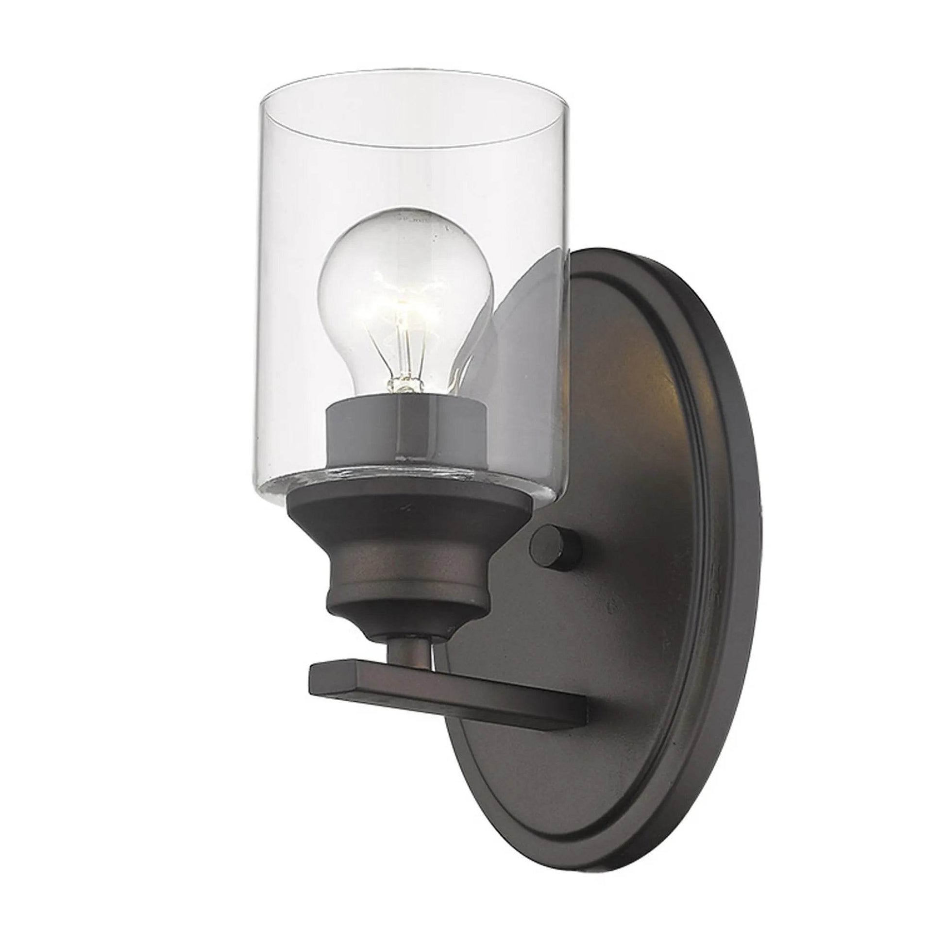 HMS Contemporary One Light Bronze LED Wall Sconce with Clear Glass Shade - Loft&Timber