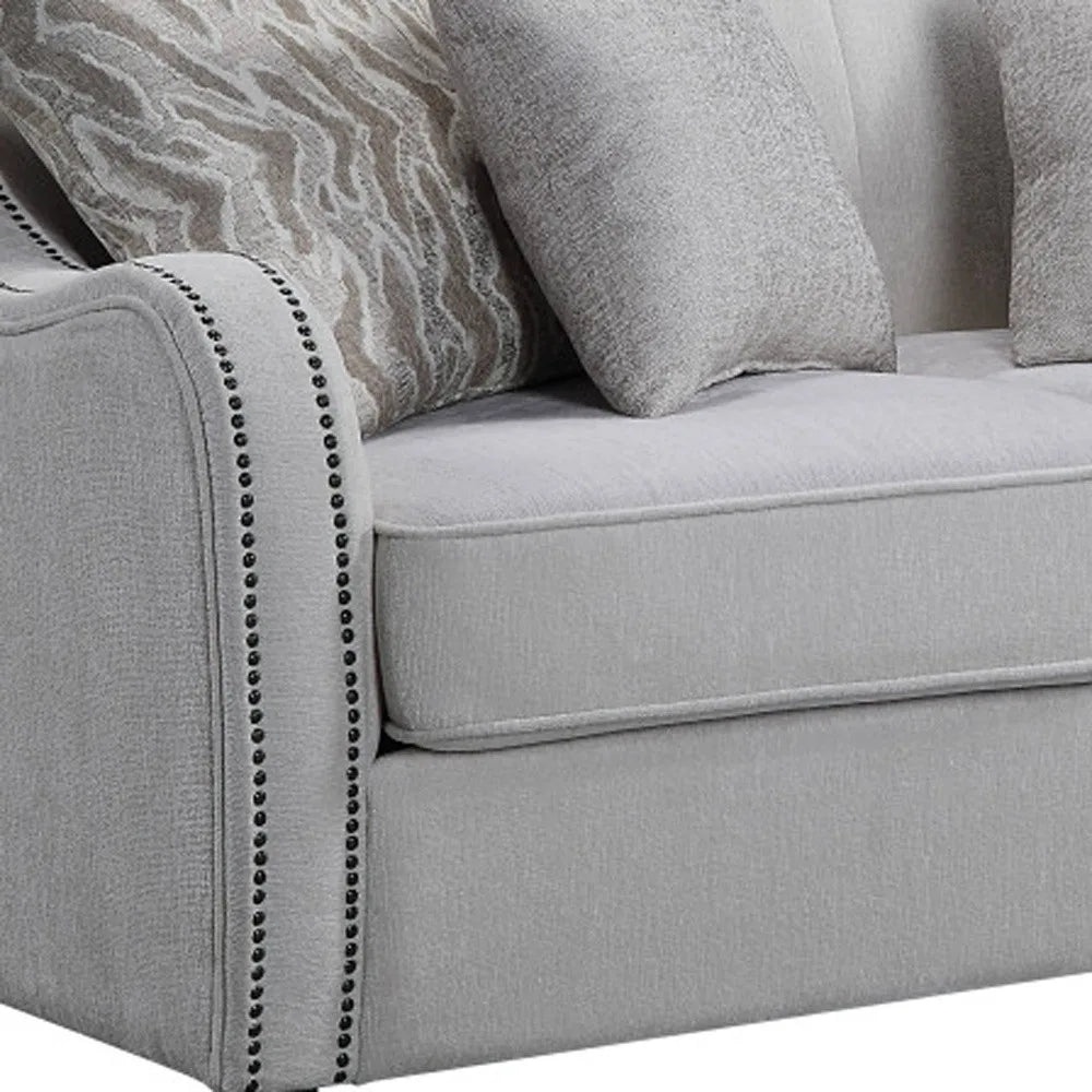 HMS 63" Beige and Black Chesterfield Loveseat - Loft&Timber