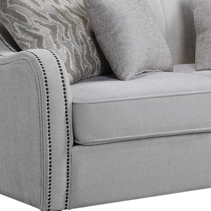 HMS 63" Beige and Black Chesterfield Loveseat - Loft&Timber